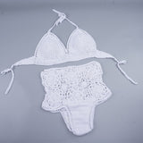 Push-Up Bandage Handmade Knitted  Bikini Set w/ High Waist