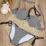 Striped push up  Halter top Bikini set