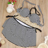 Striped push up  Halter top Bikini set