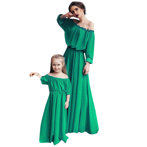 New Family Dress Summer Mother Long Dress Women Casual Clothes